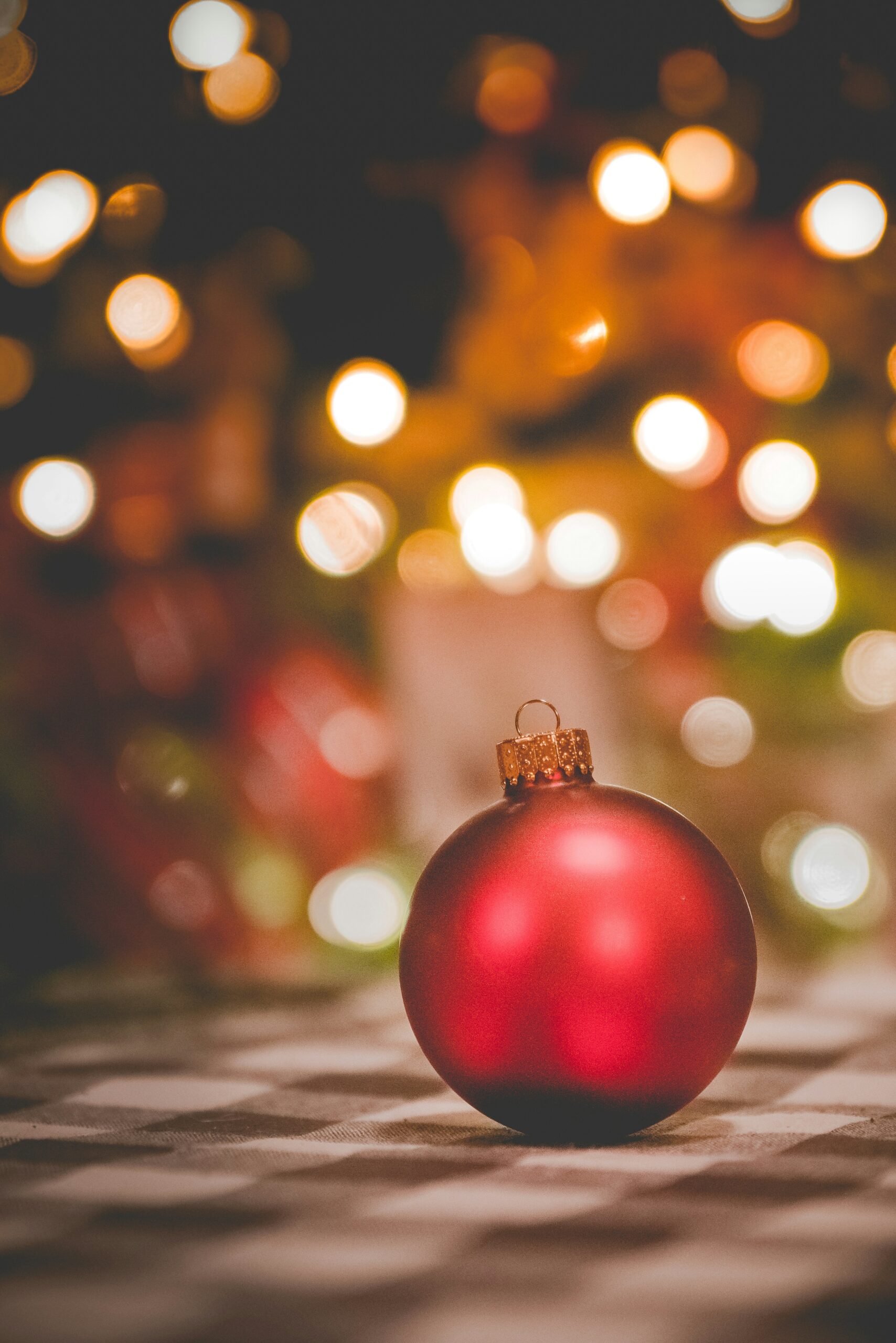 Red Christmas ornament decor.