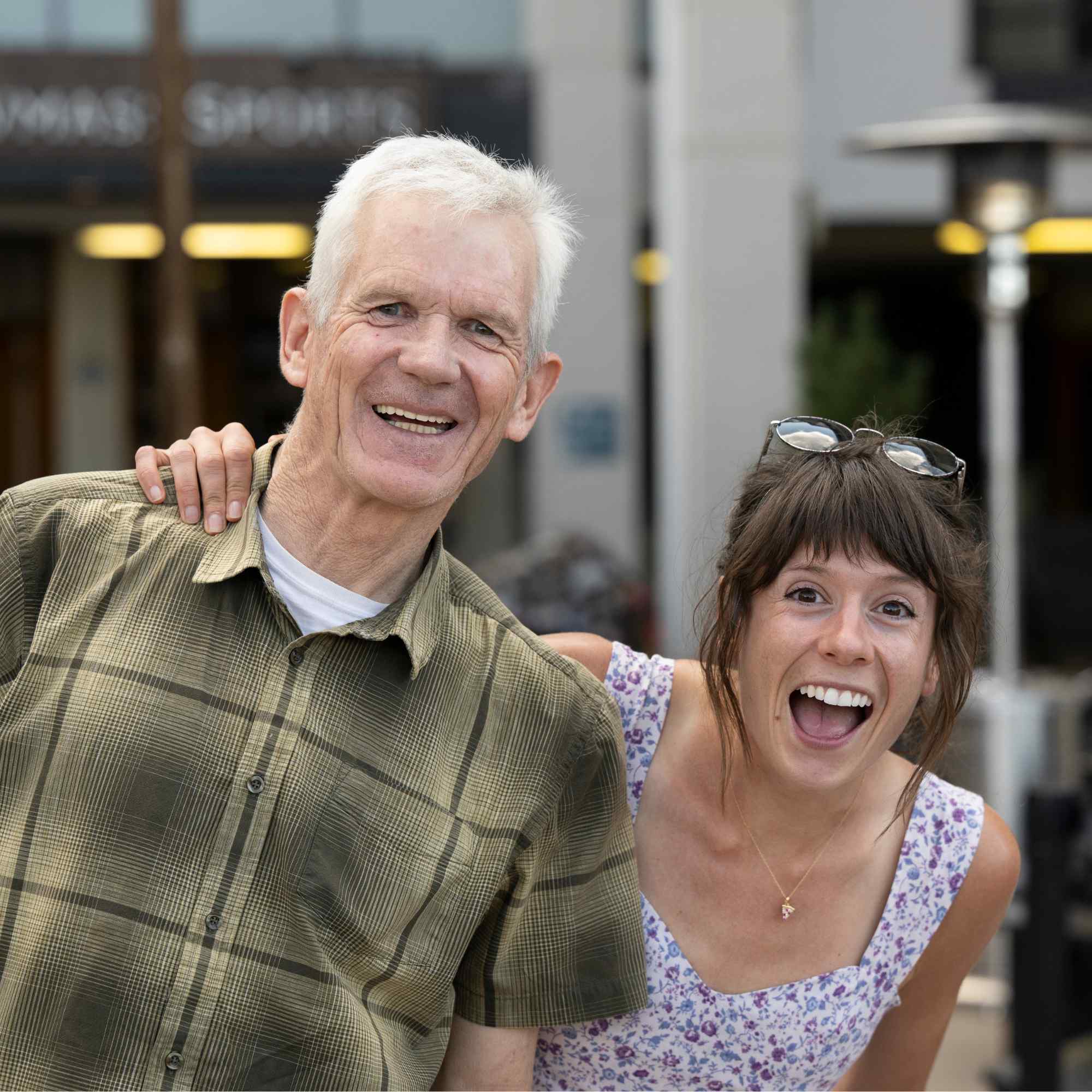 Two festivalgoers smiling for the camera at Snowmass Live Comedy WKND!, The Collective Snowmass