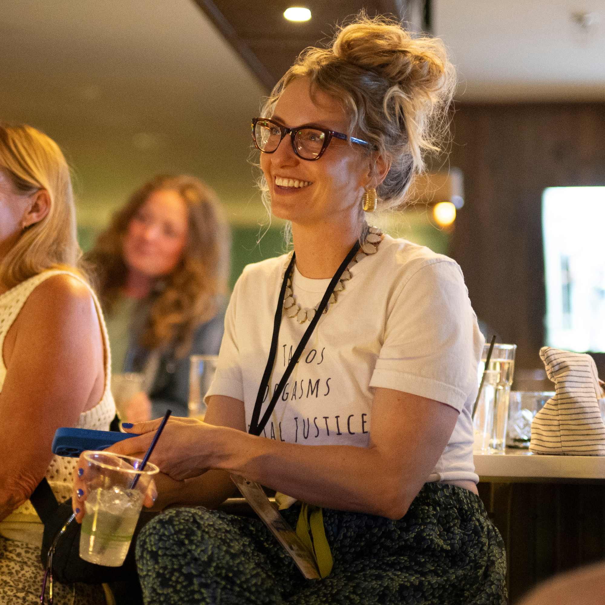 Audience member laughing during a show at Snowmass Live Comedy WKND!, The Collective Snowmass