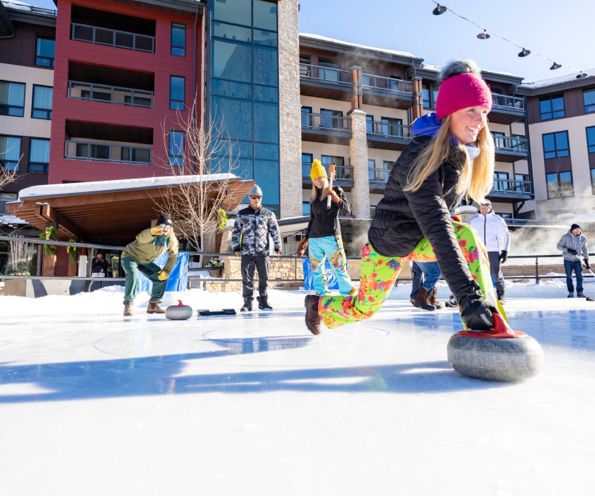 Curling on The Rink in Base Village, The Collective Snowmass